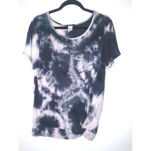Womens Top T Shirt Tie Dye Size L blue light pink rayon spandex stretch GYFT